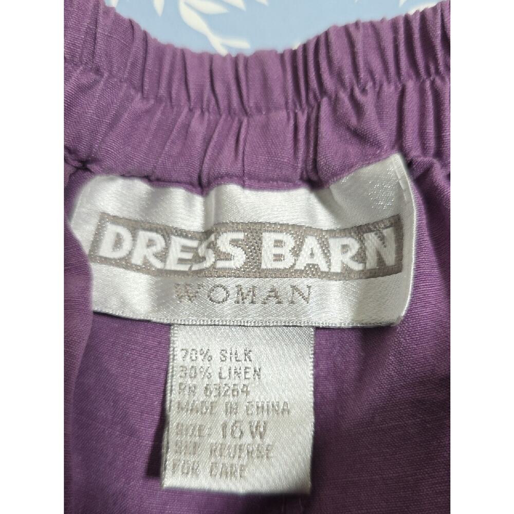 Dress Barn Women Sz 16W Purple Silk-Linen Pockets Highrise Lightweight Pants - Picture 3 of 10